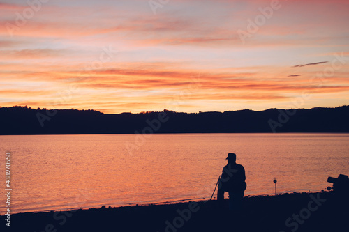 Fishing at sunset