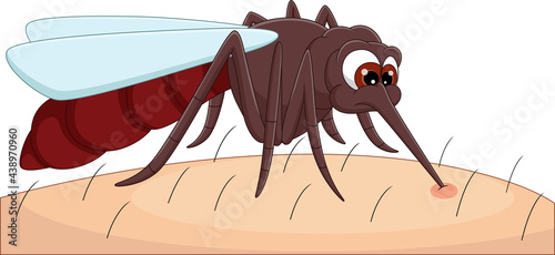 cartoon mosquito biting human skin