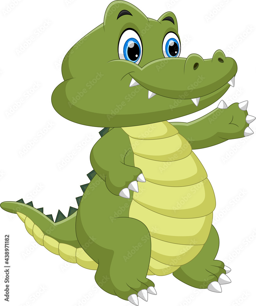 Obraz premium cartoon cute baby crocodile waving