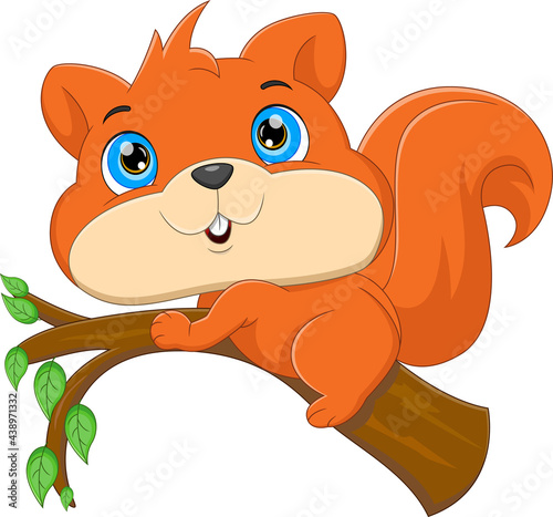 cartoon cute squirrel on the tree