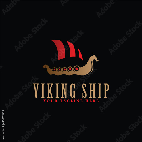 viking ship logo vector design. for logo templates