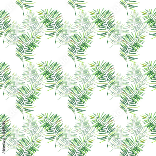 Seamless tropical pattern with green palm leaves of different saturation for design and decoration. Great for decorative paper  scrapbooking  and design