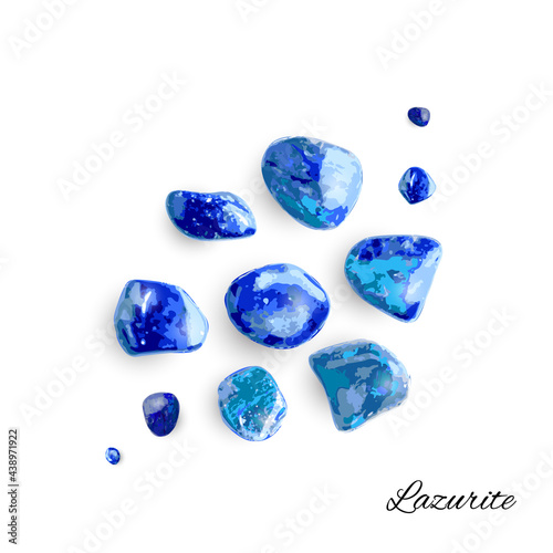 Lazuli pebbles set, blue lapis lazuli stone, polished lazurite photo
