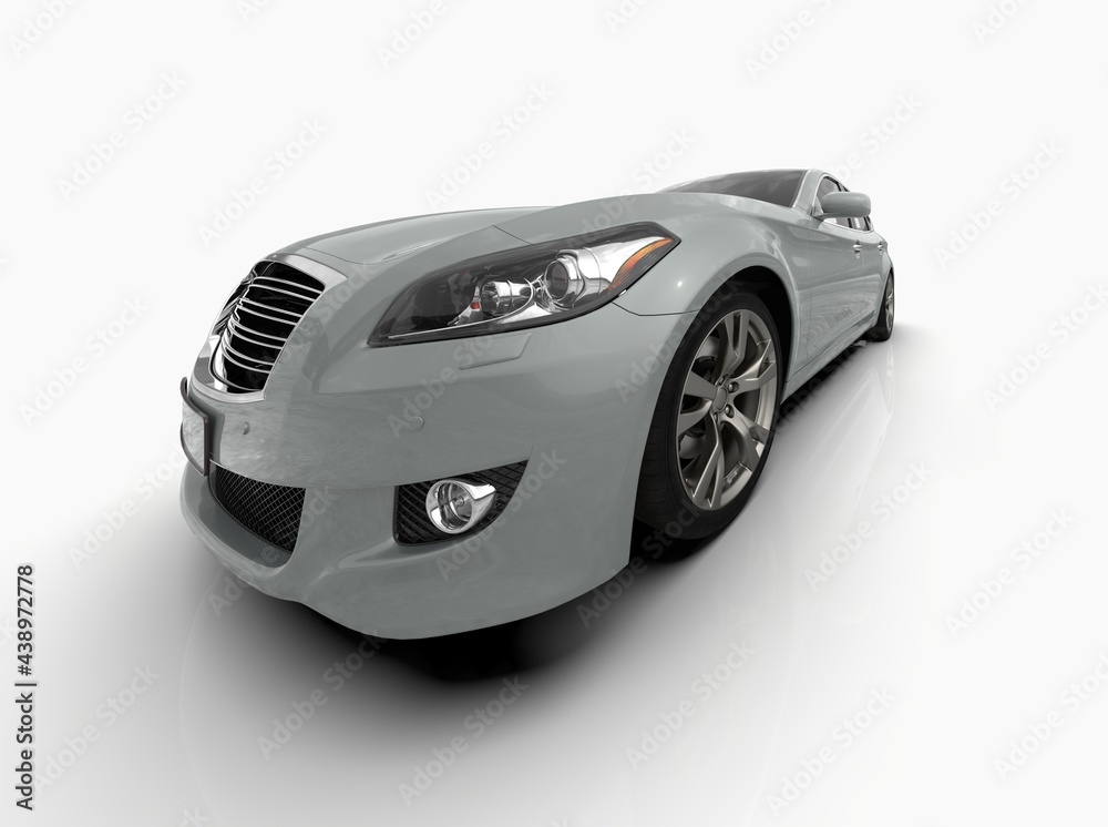 Generic and Brandless Car Isolated on White 3d Illustration