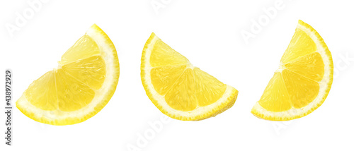 Fotografia ripe lemon slices isolated on white background, Taken from the front angle, collection