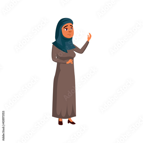 islamic lady sing sad song cartoon vector. islamic lady sing sad song character. isolated flat cartoon illustration
