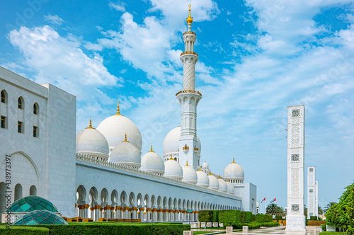 Abu Dhabi, United Arab Emirates , the  Sheick Zayed Grand Mosque seen from th...