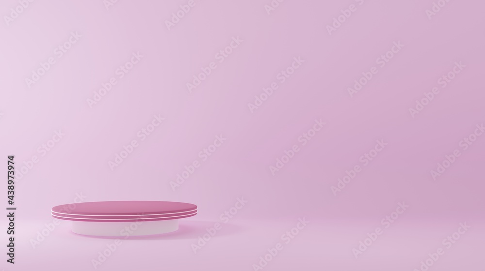white Product Stand in pink room ,Studio Scene For Product ,minimal design,3D rendering	