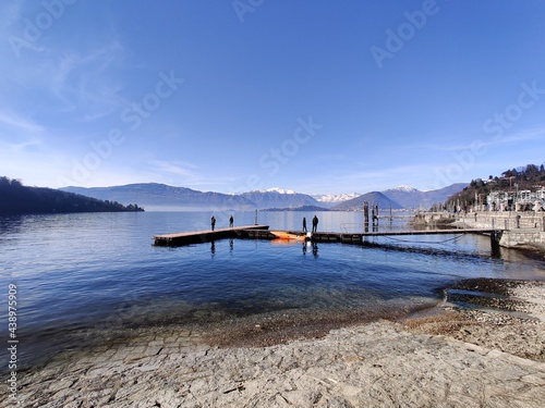 Beautiful view Lago Maggiore and Alps in winter near Verbania Italy  © sergiusphoto
