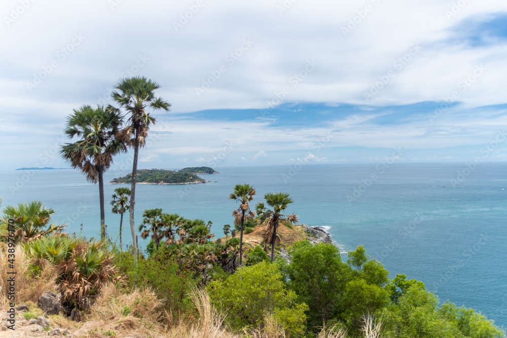 beautiful view at Promthep cape viewpoint, Phuket, Thailand. soft focus.