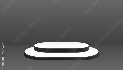 Empty stage podium on black background. Vector  illustration of pedestal display