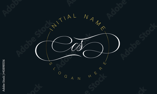 CS/SC cursive letter stylish luxury logo in golden, white color with black background, CS/SC letter logo design, CS/SC business abstract vector logo monogram template with thumbnails.                 
