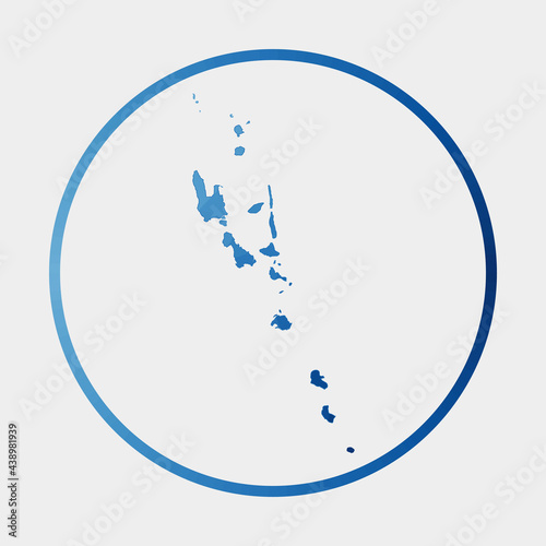 Vanuatu icon. Polygonal map of the country in gradient ring. Round low poly Vanuatu sign. Vector illustration.