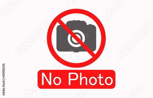 NO CAMERAS ALLOWED sign. Flat icon in red crossed out circle.