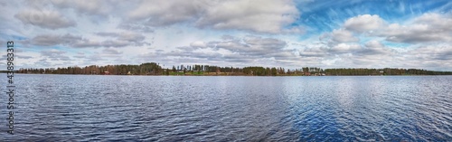 Panorama of Swedish Lake with the small town Petiktrask © jojoo64