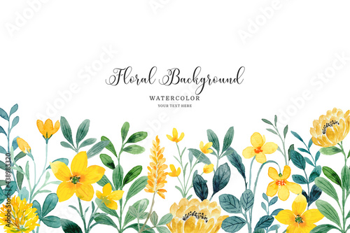 Watercolor yellow flower garden background
