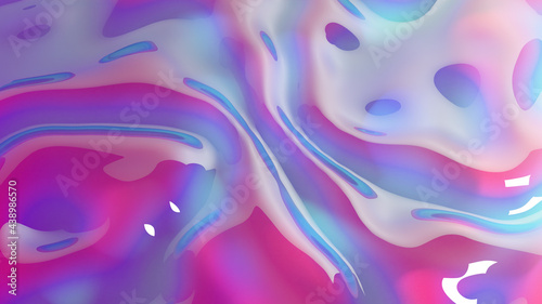 Abstract ripple water glass pink purple and blue colors with reflection background. image for presentation. 3d rendering illustration.