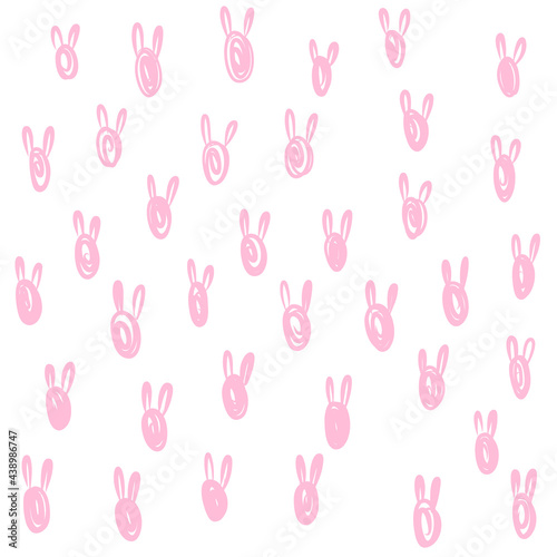 Happy easter simple  hand drawn bunny rabbit pattern vector illustration