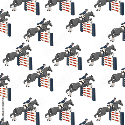 Horseback Riding Seamless Pattern Woman Riding a Horse