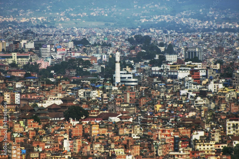 City view of Kathmandu with Dharahara Tower. Taken in 2013.