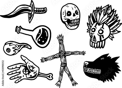 Cult Icon vector, Skull, werewolf.