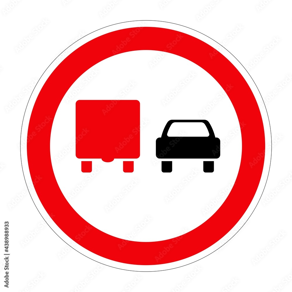 Traffic sign NO OVERTAKING FOR TRUCKS on white background, illustration Traffic sign NO OVERTAKING FOR TRUCKS on white background, illustration