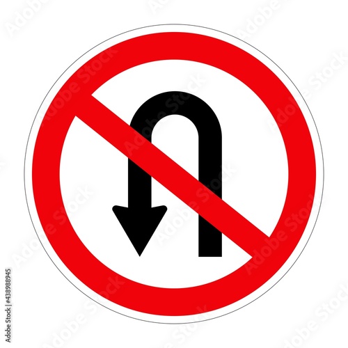 Free Download Traffic sign NO U-TURNS on white background, illustration - GFXLoad