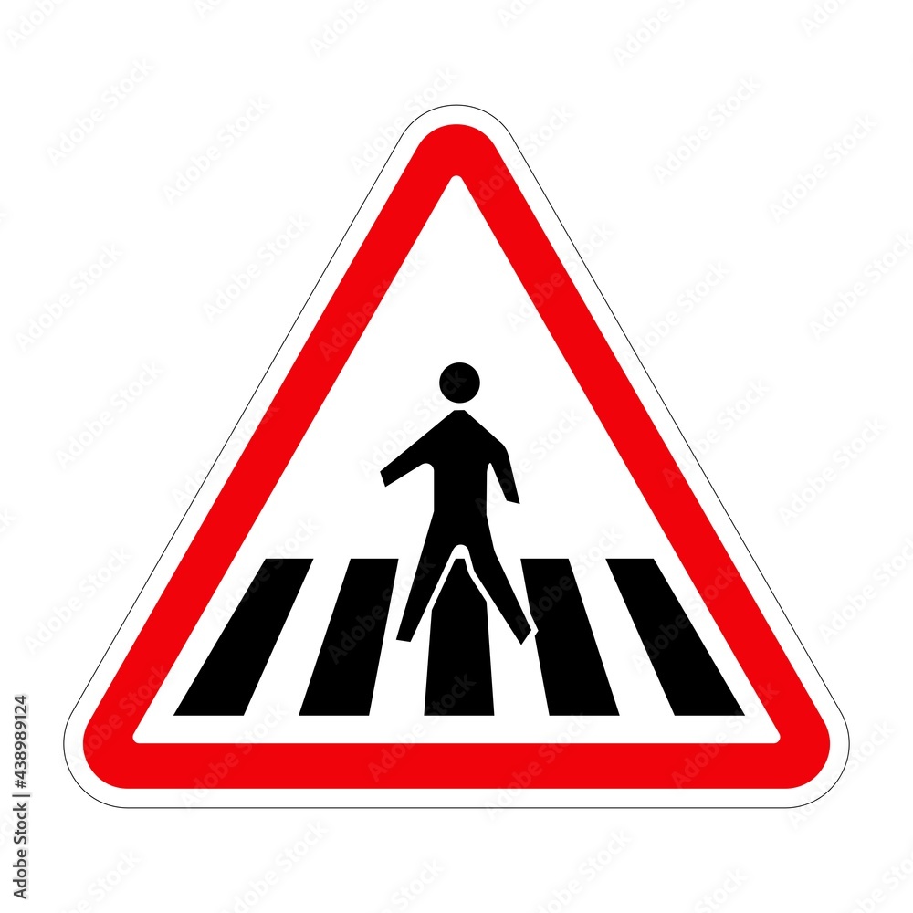 Traffic sign ZEBRA CROSSING on white background, illustration Traffic sign ZEBRA CROSSING on white background, illustration