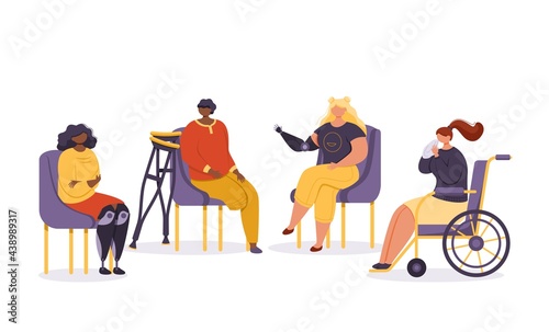 A meeting of a support group for people with disabilities.