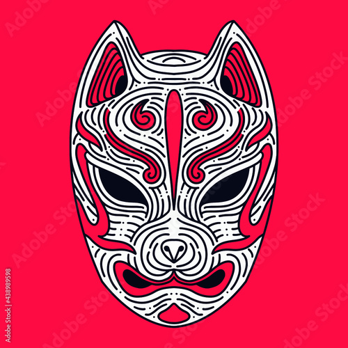 kitsune mask japanese mythology creature icon vector illustration