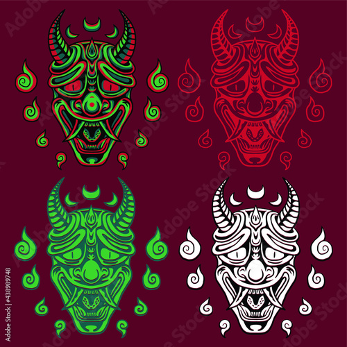 Demon mask, a japanese culture, vector illustration.