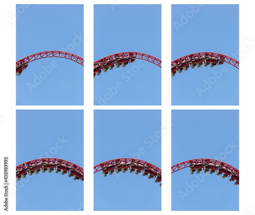 roller coaster car on the loop collage