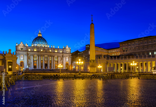 Papal Basilica of Saint Peter and St. Peter's Square in Vatican, Rome, Italy. Architecture and landmark of Rome. Postcard of Rome © Ekaterina Belova