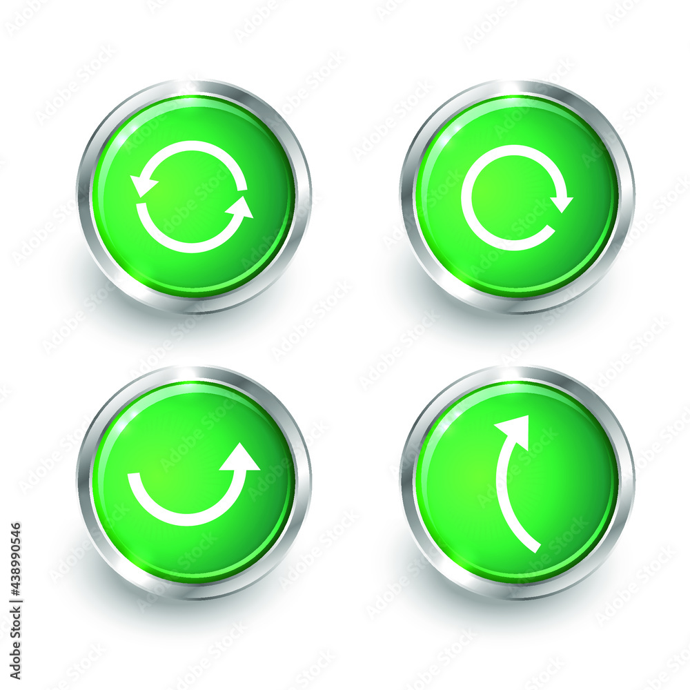 Back arrow set. Set of green return button in 3d style. Undo symbol. Back or Return buttons. Eps 10 vector illustration. Back arrow set. Set of green return button in 3d style. Undo symbol. Back or Return buttons. Eps 10 vector illustration.
