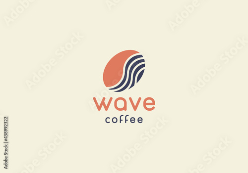 coffee with ocean wave modern logo icon vector