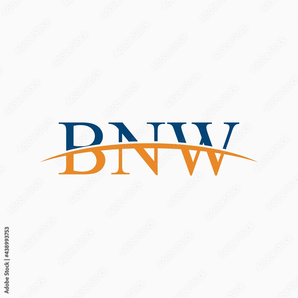 BNW initial overlapping movement swoosh horizon, logo design inspiration company