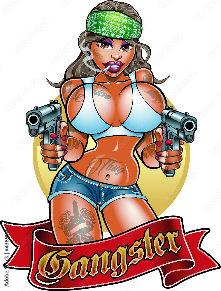 gangster girl with guns Stock Vector | Adobe Stock