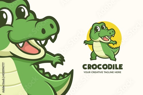 Little Crocodile Animal Mascot Character Logo Template