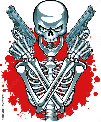 human skeleton with guns 