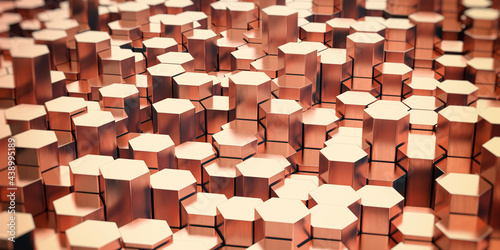 Photography Hexagonal copper rods background