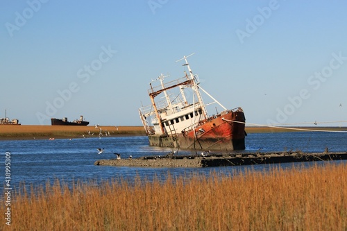 Barcos abandonados en la ria de Bahia Blanca en Puerto Galvan photo