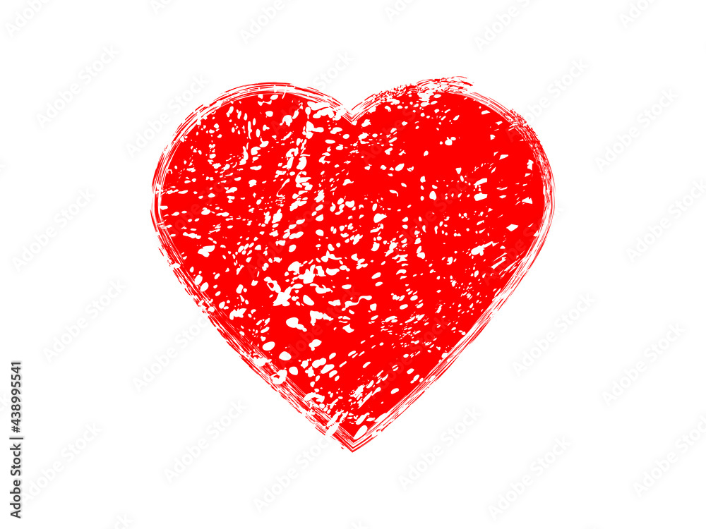 Grunge heart made of red paint.Grunge heart made on the white background.