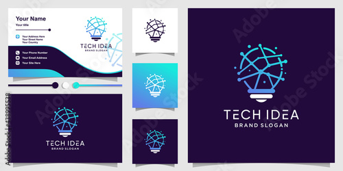 Idea logo with molecule technology concept Premium Vector