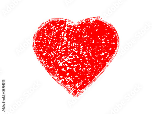 Grunge heart made of red paint.Grunge heart made on the white background.
