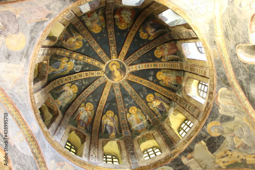 A dome with a mosaic of Christ in the church of Chora or Kariye in Istanbul, Turkey.