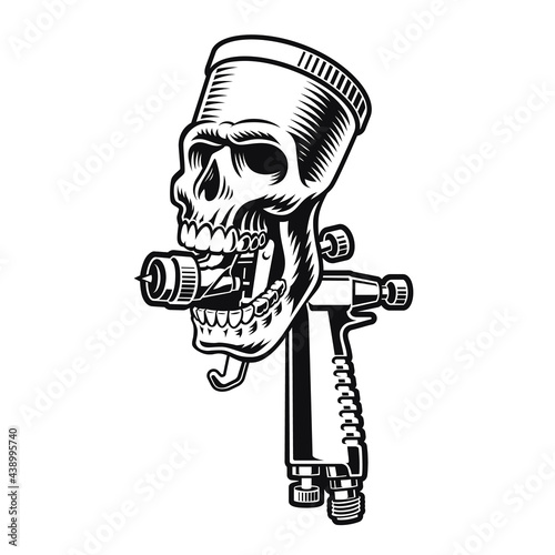 A skull spray gun vector illustration