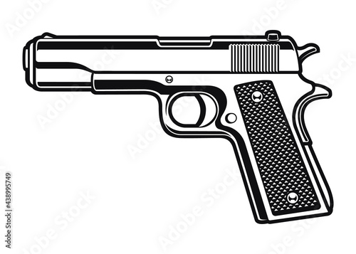 a black and white illustration of a gun