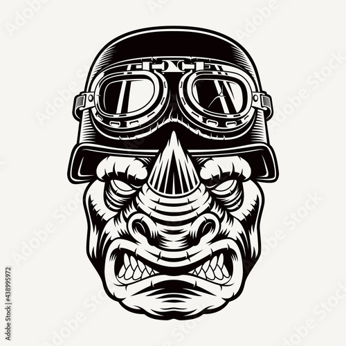 Vector rhinoceros biker