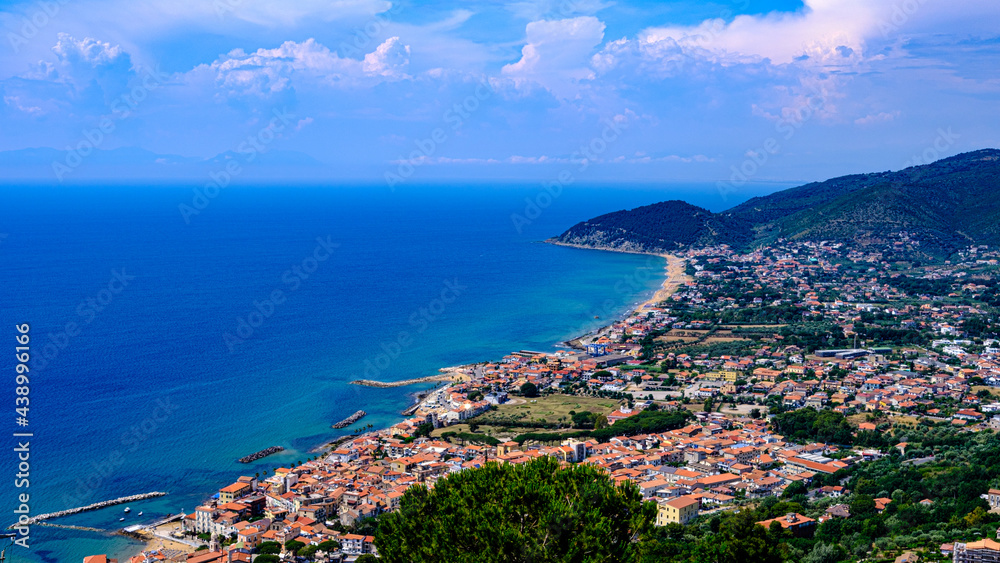view of Santa Maria di Castellabate, Cilento, Italy. Panoramic from above