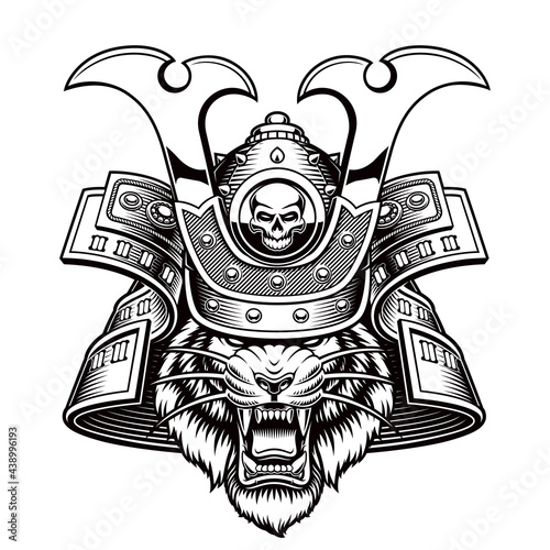 Vector illustration of a tiger samurai